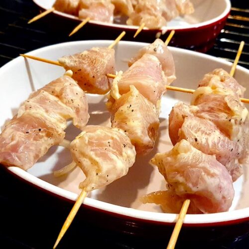 mayonnaise chicken marinade on a stick