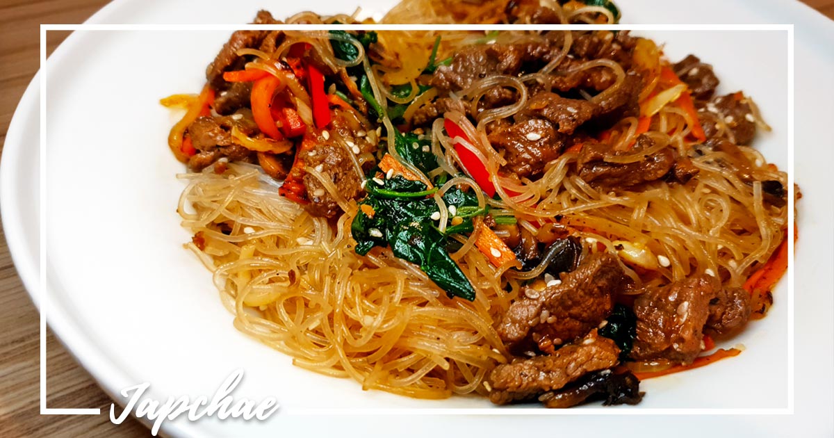 Easy Korean Japchae recipe (Korean Glass Noodle Stir Fry) - Prepare your Plates